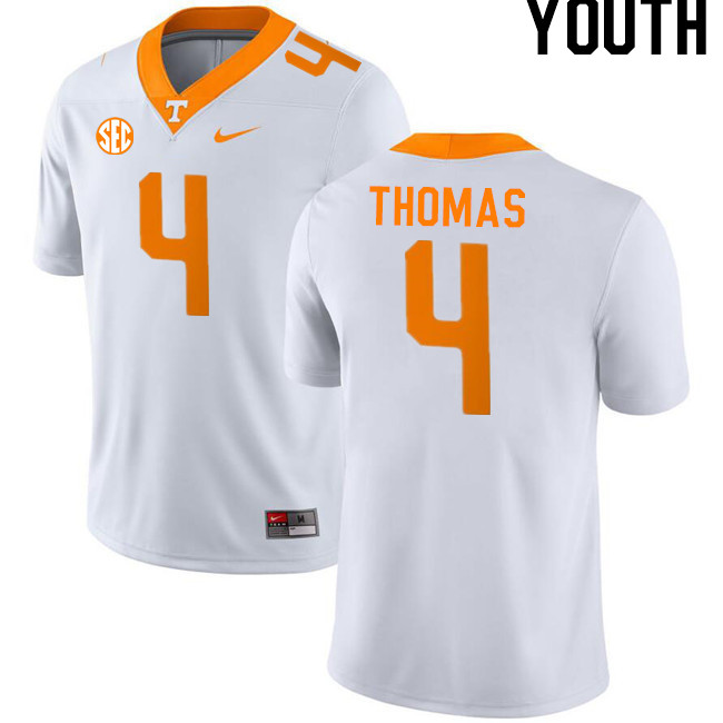 Youth #4 Jourdan Thomas Tennessee Volunteers College Football Jerseys Stitched-White